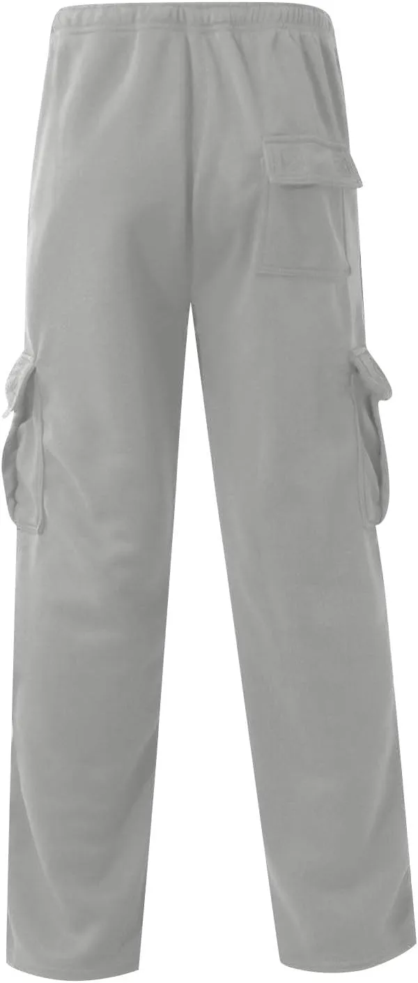Baggy Cargo Pants Men Elastic Waist Open Bottom Sweatpants Loose Fit Lightweight Hiking Work Pants Multi Pockets