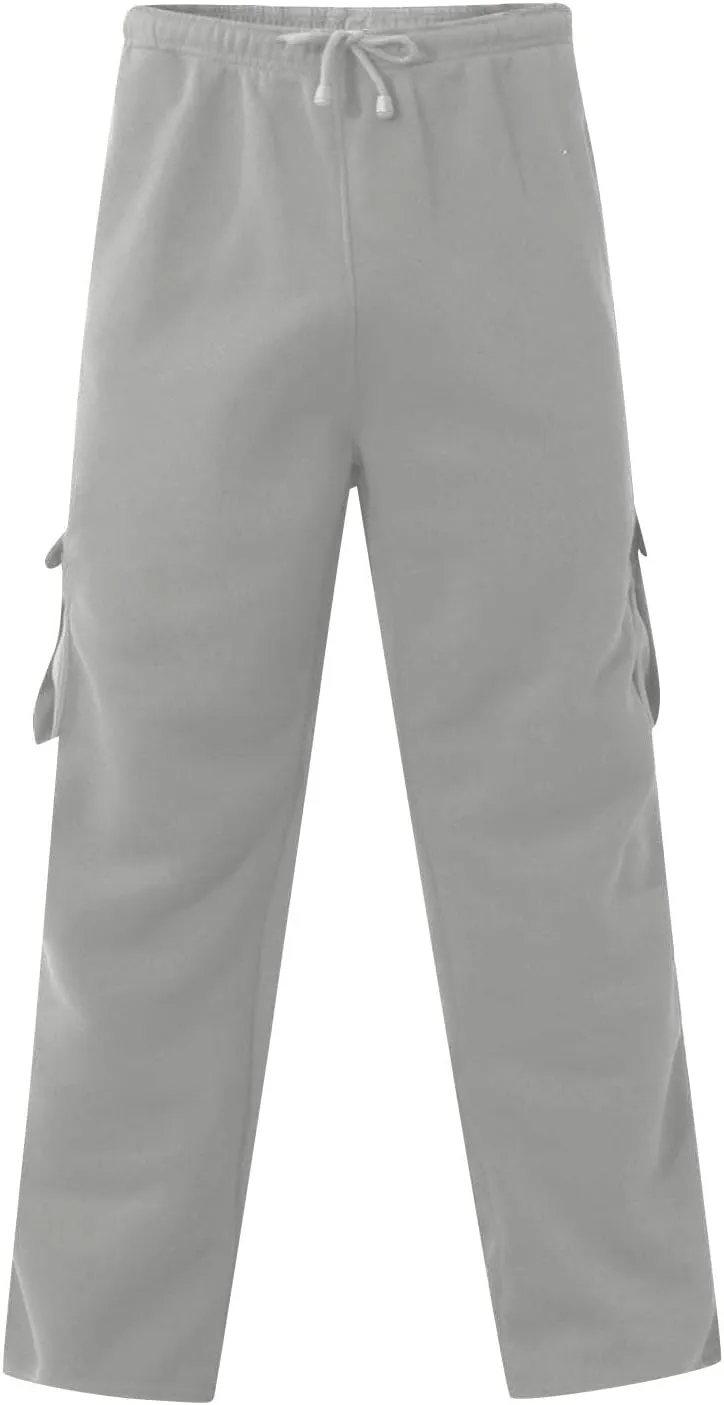 Baggy Cargo Pants Men Elastic Waist Open Bottom Sweatpants Loose Fit Lightweight Hiking Work Pants Multi Pockets