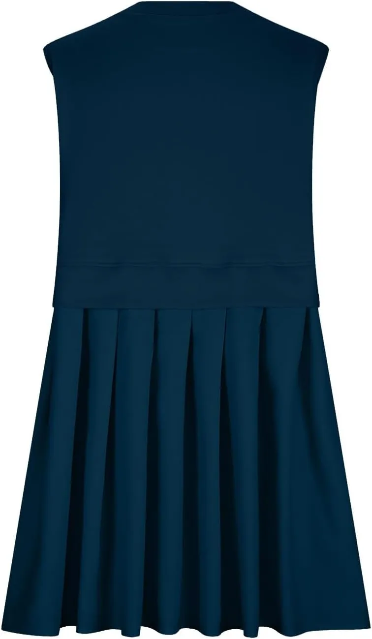 FP Dupe Babydoll Dress for Women Ruffle Pleated Tunic Dress Sleeveless Crew Neck Tank Dresses Loose Fit Clothes