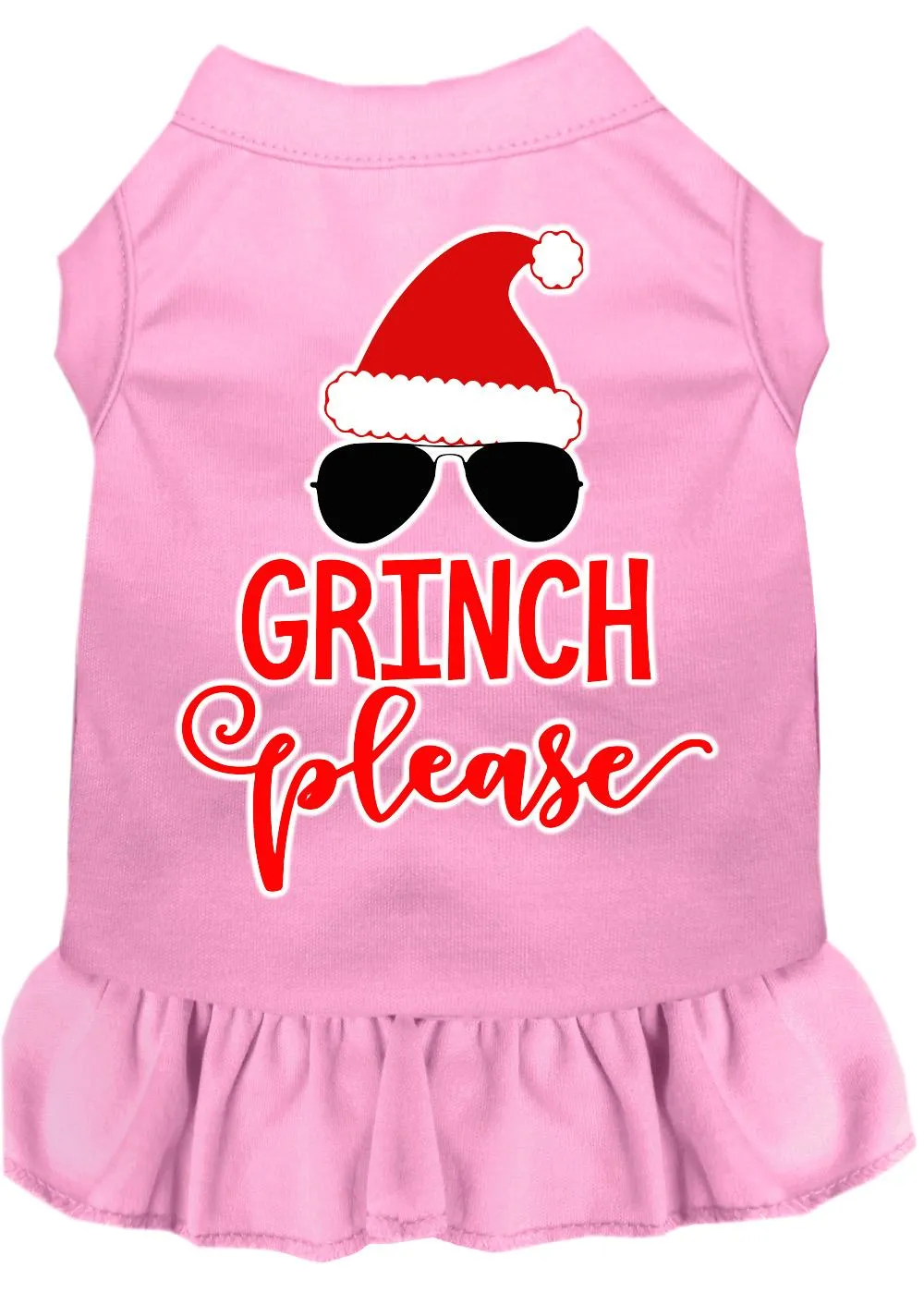 Grinch Please Screen Print Dog Dress Light Pink 4x (22)