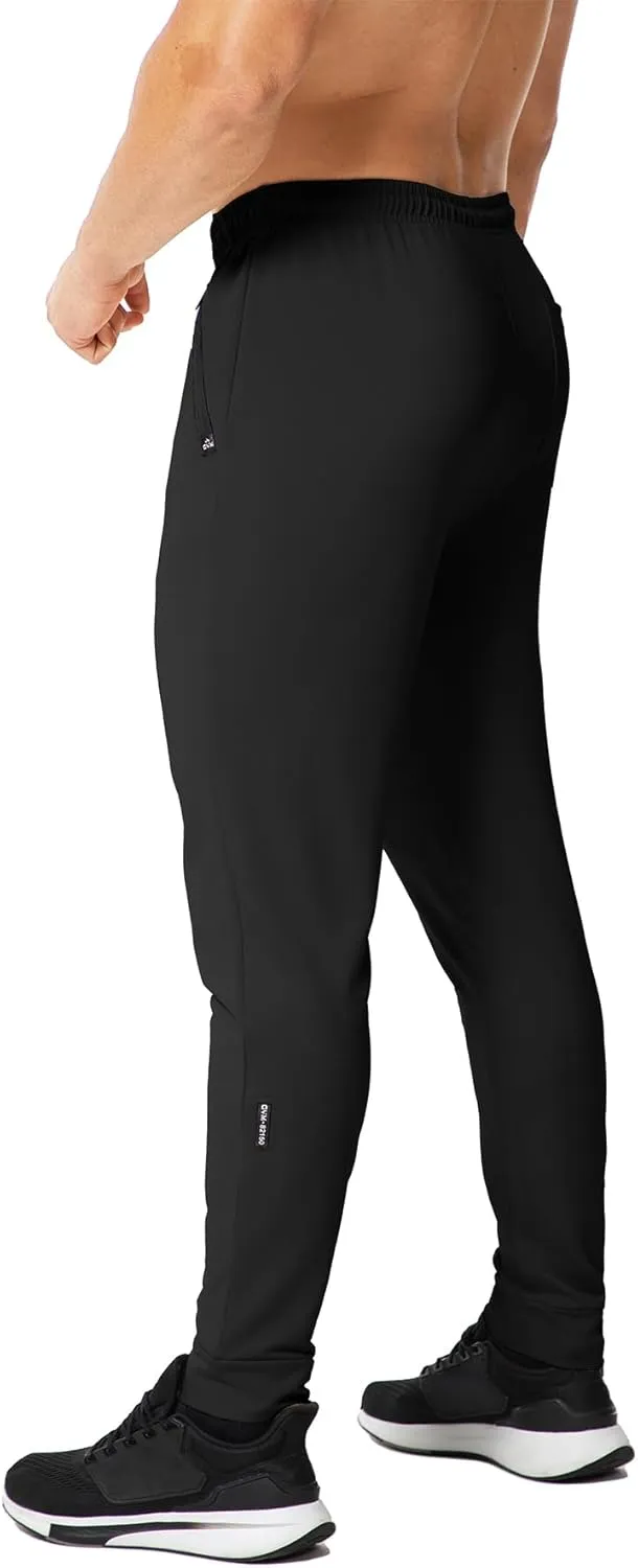 GYMELITE Men's Gym Sweatpants Workout Joggers Active Athletic Jogger Pants with Zipper Pockets Casual Running Track Pants