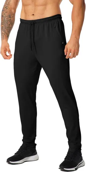 GYMELITE Men's Gym Sweatpants Workout Joggers Active Athletic Jogger Pants with Zipper Pockets Casual Running Track Pants