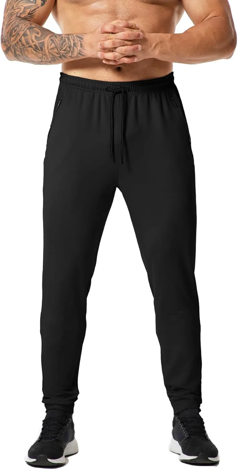 GYMELITE Men's Gym Sweatpants Workout Joggers Active Athletic Jogger Pants with Zipper Pockets Casual Running Track Pants
