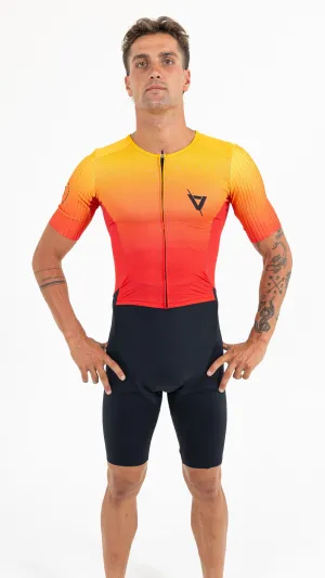 Mens Aero Sleeved Tri Suit Orange fade