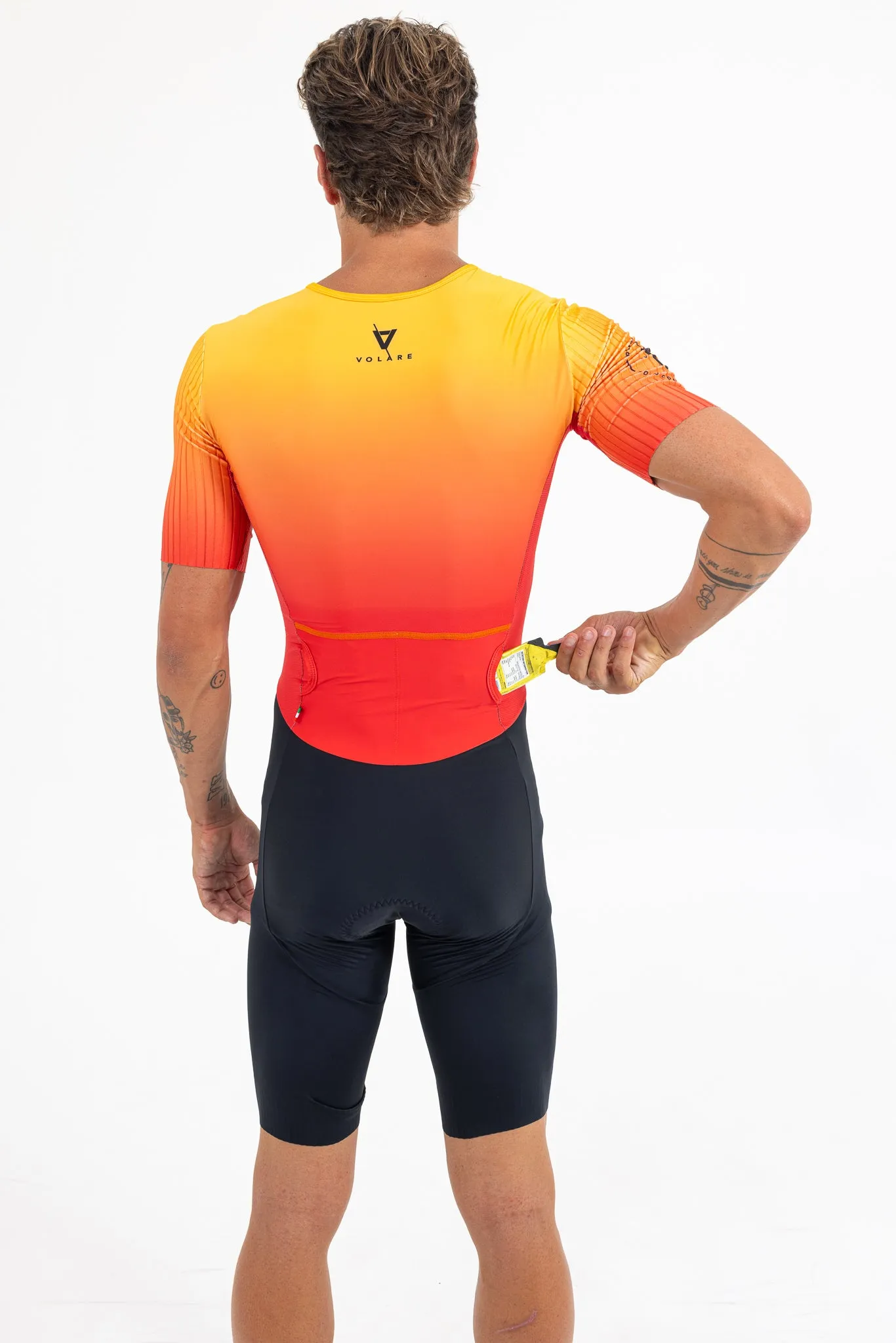 Mens Aero Sleeved Tri Suit Orange fade