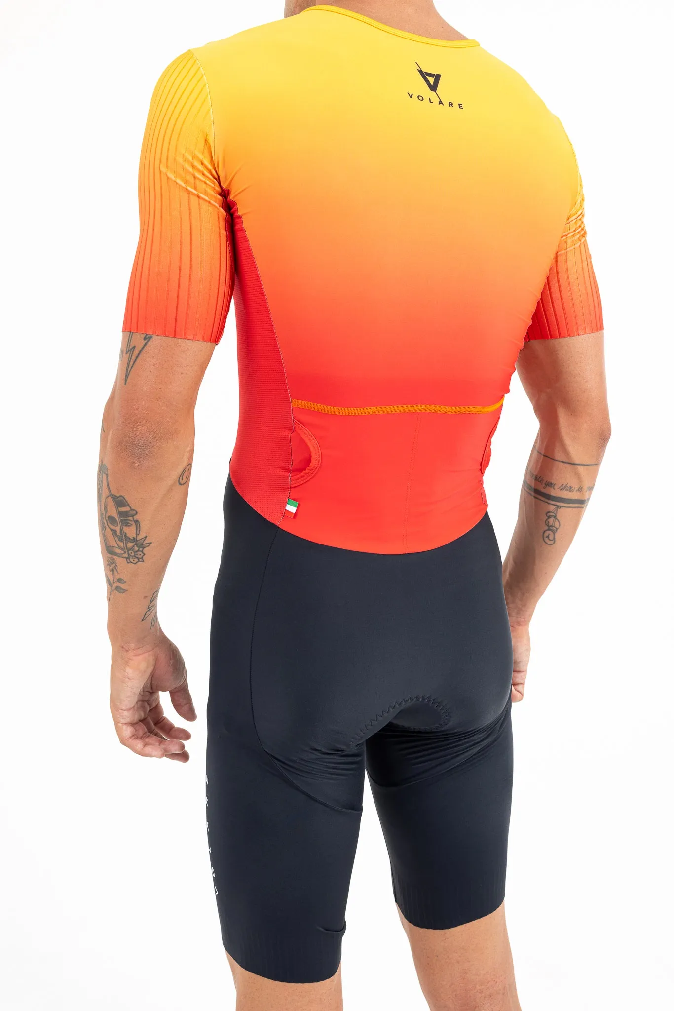 Mens Aero Sleeved Tri Suit Orange fade