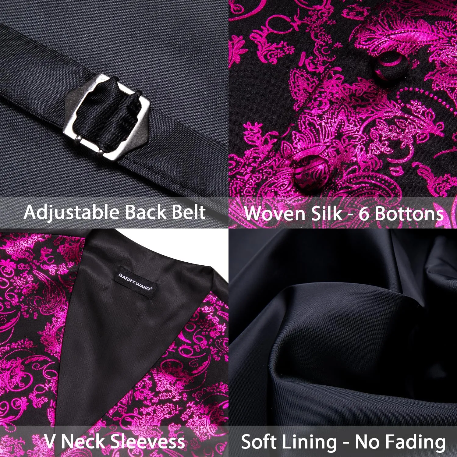 Mens Vest Tie Set Shiny Paisley V-neck Floral Waistcoat Necktie Hanky Pin Clip Cufflinks Tuxedo Casual Disco Party