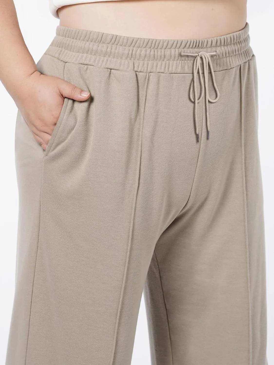 Moon Wood Women's Plus Size Sweatpants High Waisted Straight Wide Leg Casual Pants Baggy Lounge Pants with Pockets
