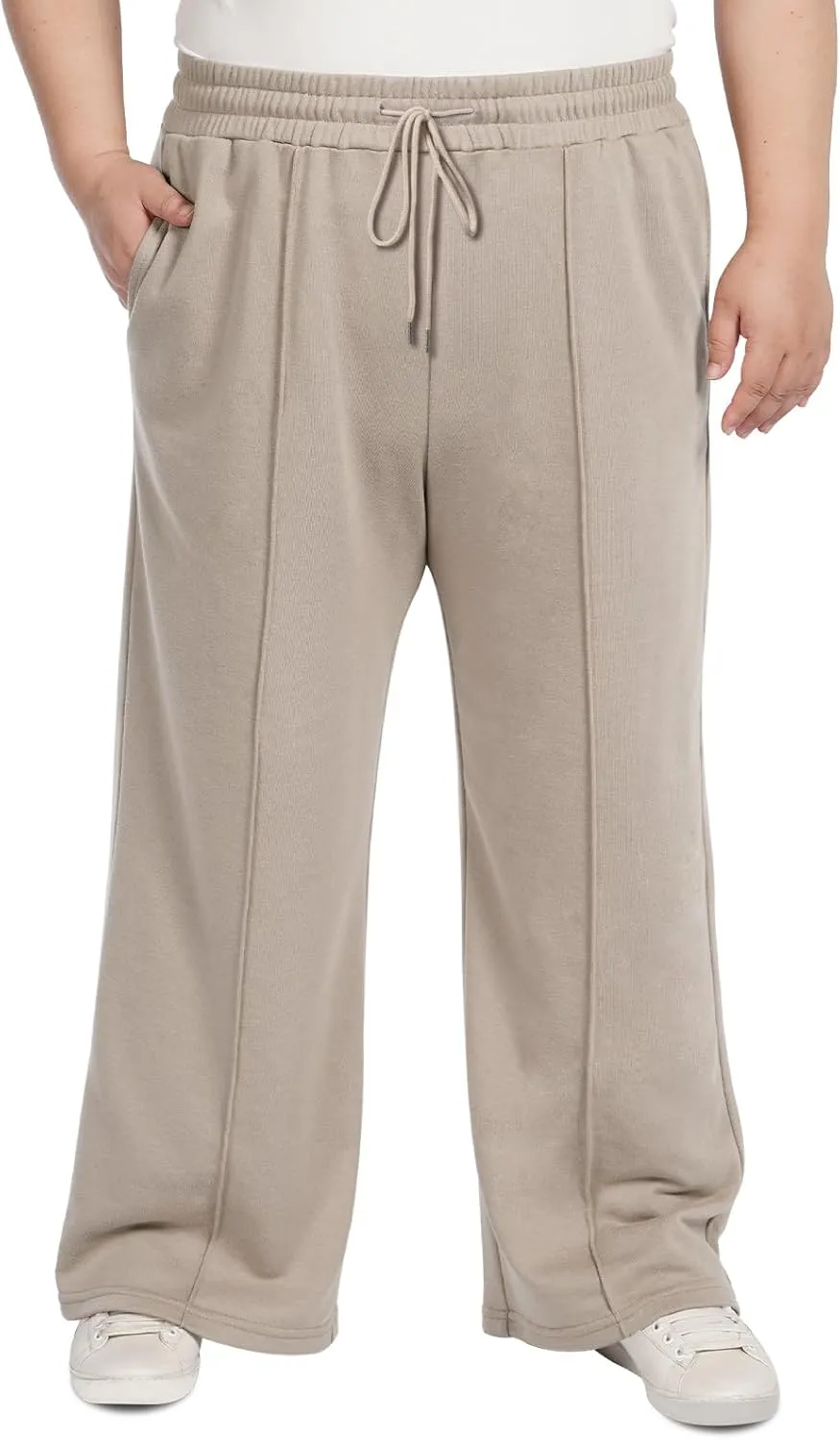 Moon Wood Women's Plus Size Sweatpants High Waisted Straight Wide Leg Casual Pants Baggy Lounge Pants with Pockets