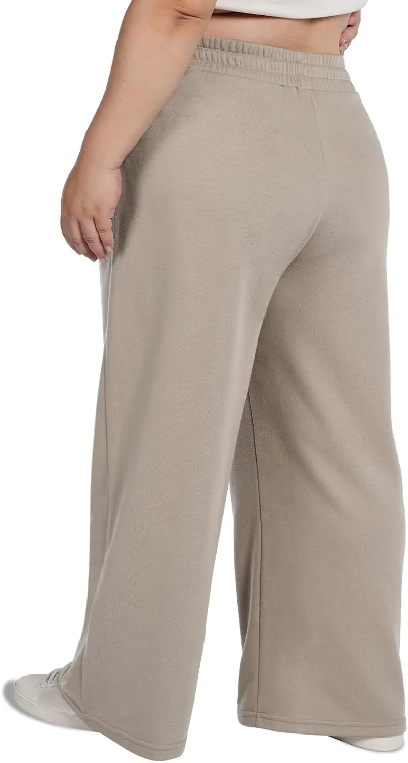 Moon Wood Women's Plus Size Sweatpants High Waisted Straight Wide Leg Casual Pants Baggy Lounge Pants with Pockets