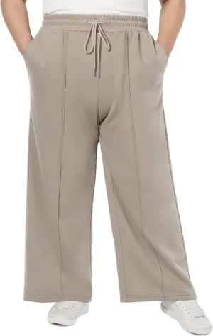 Moon Wood Women's Plus Size Sweatpants High Waisted Straight Wide Leg Casual Pants Baggy Lounge Pants with Pockets