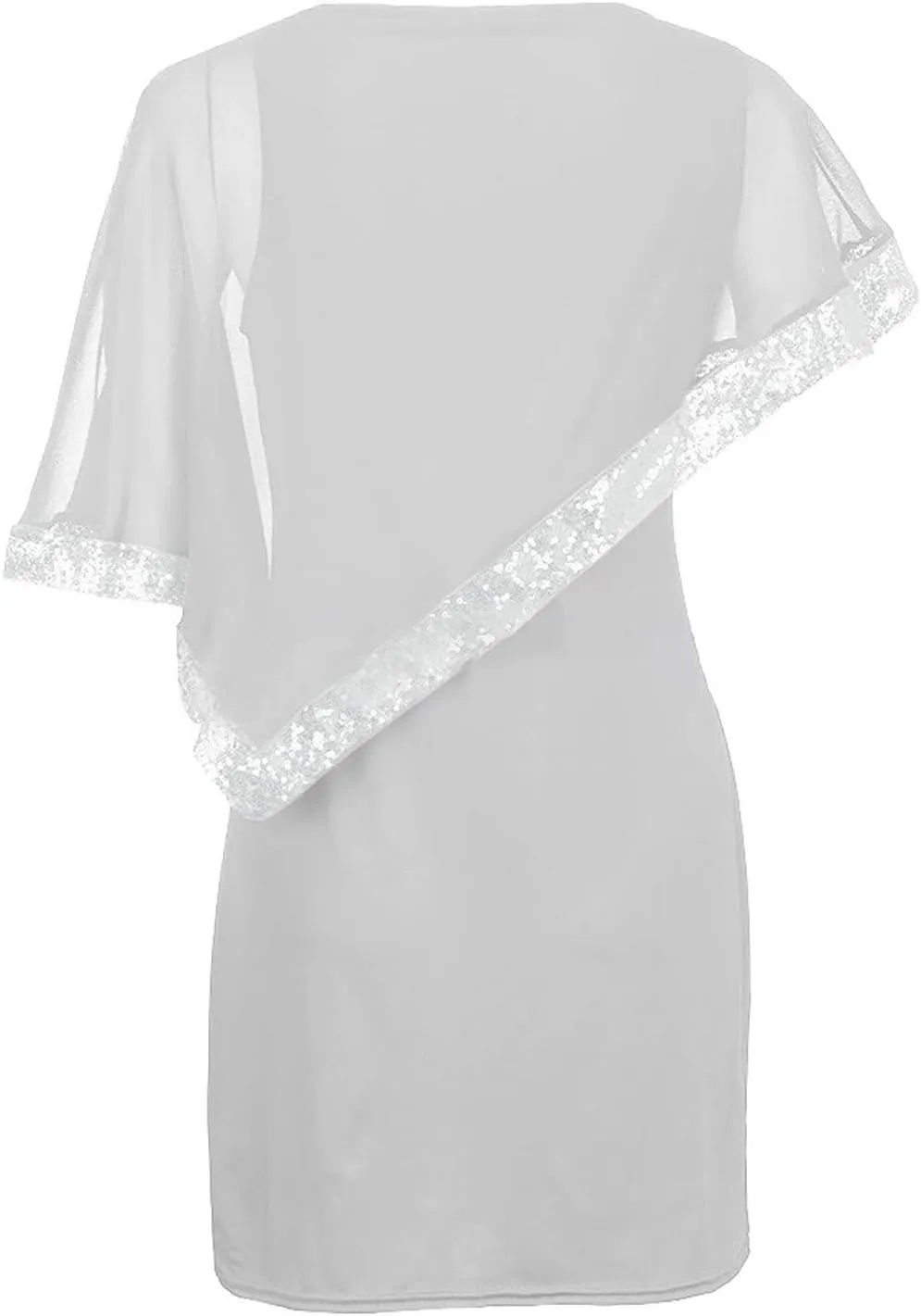 Plus Size Women Dresses Casual Chiffon Overlay Mini Dress Ladder Cut Sequins Evening Dress for Cocktail Party