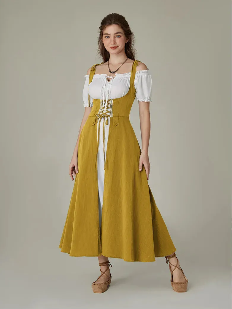 Renaissance Overdress Lace-up Cover-up Dress with Pocket
