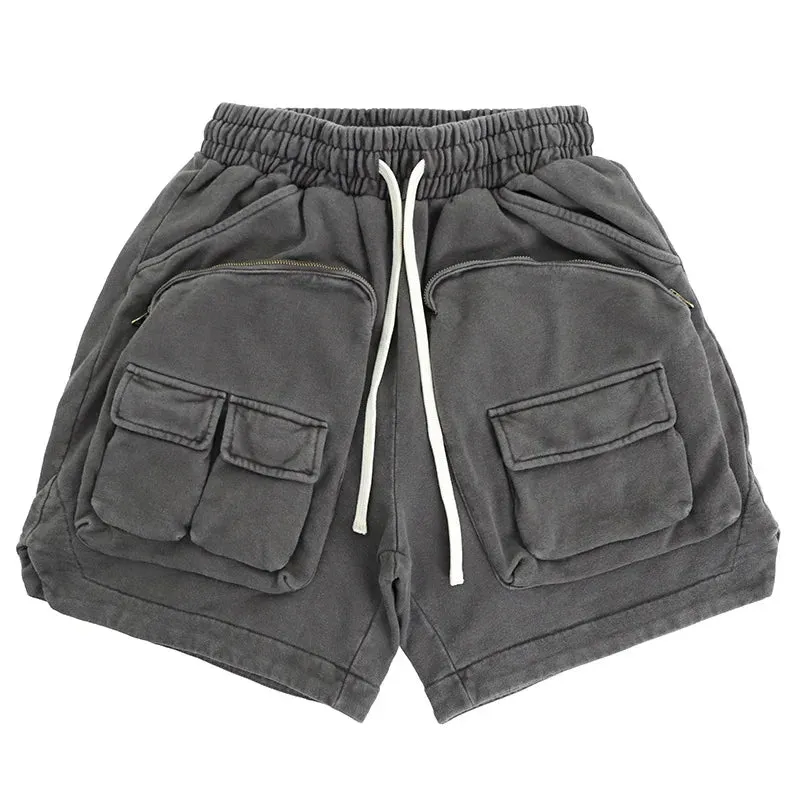 Wiaofellas  -  Multi-pocket zipper tactical overalls feature heavyweight shorts